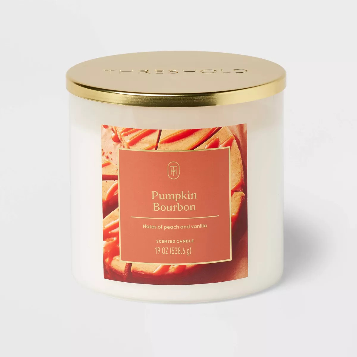 3-Wick Lidded White Glass Jar Candle Pumpkin Bourbon 19oz - Threshold™ | Target