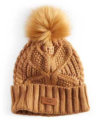 UGG® Cable Knit Pom Beanie - Macy's | Macy's