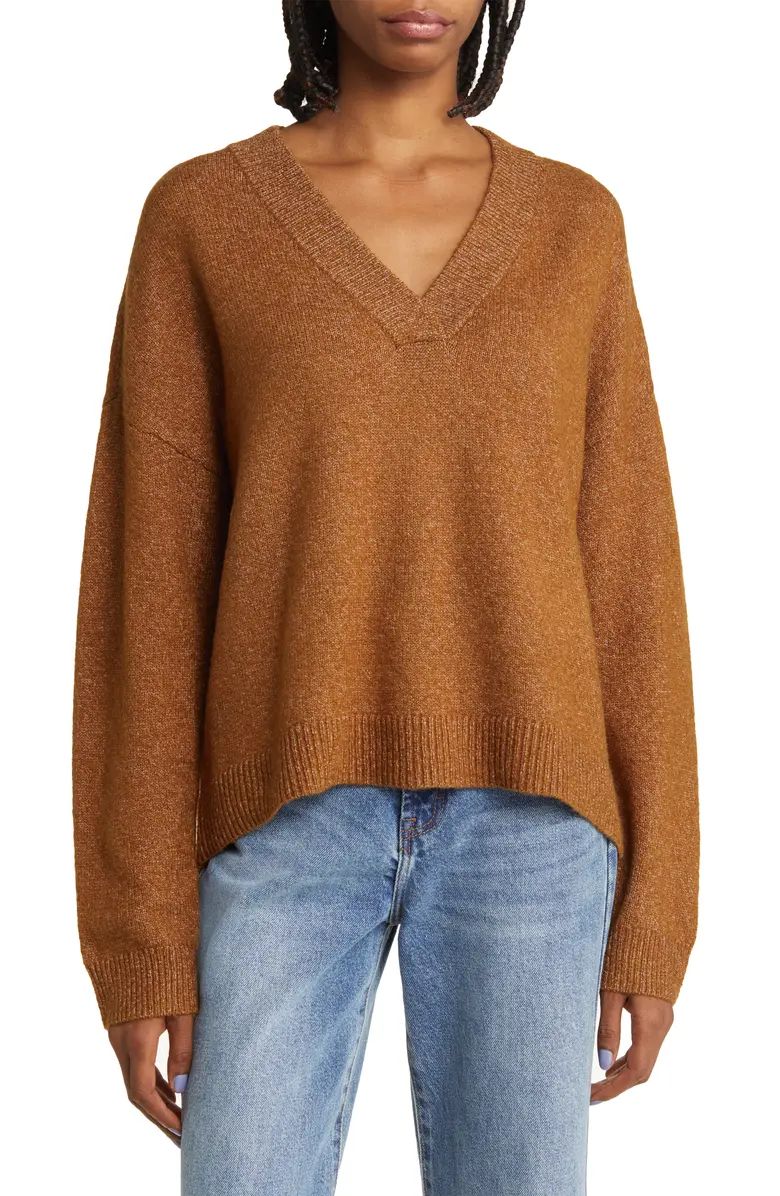 Ril Oversize V Neck Knit Top Burnt Henna