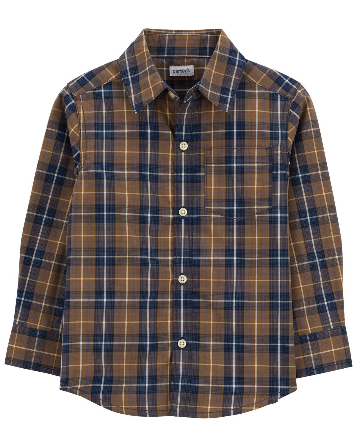 Brown Toddler Plaid Button-Front Shirt | carters.com | Carter's