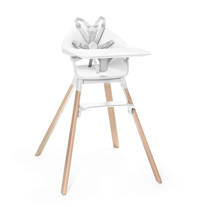 Stokke Clikk High Chair, White - All-in-One High Chair with Tray + Harness - Light, Durable & Tra... | Amazon (US)