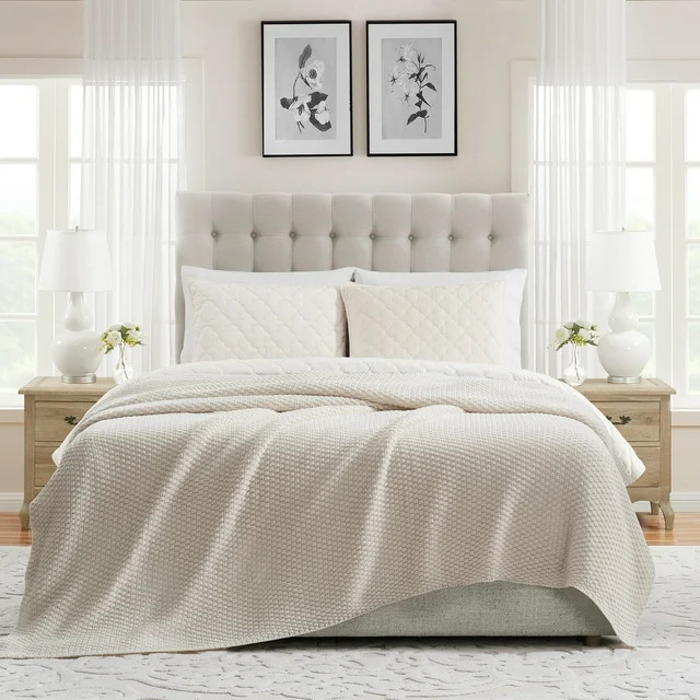 My Texas House Harper Ivory Acrylic Chunky Sweater Knit Oversize Bed Blanket | Walmart (US)