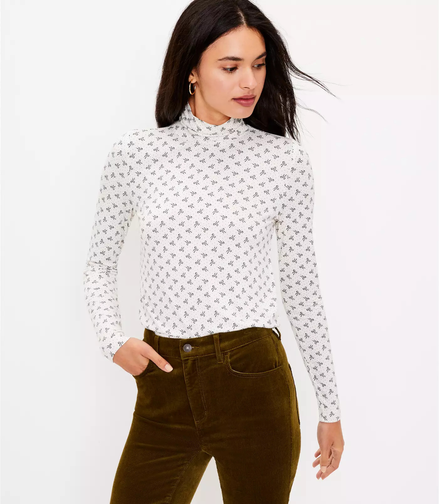 Bow Turtleneck Top | LOFT | LOFT