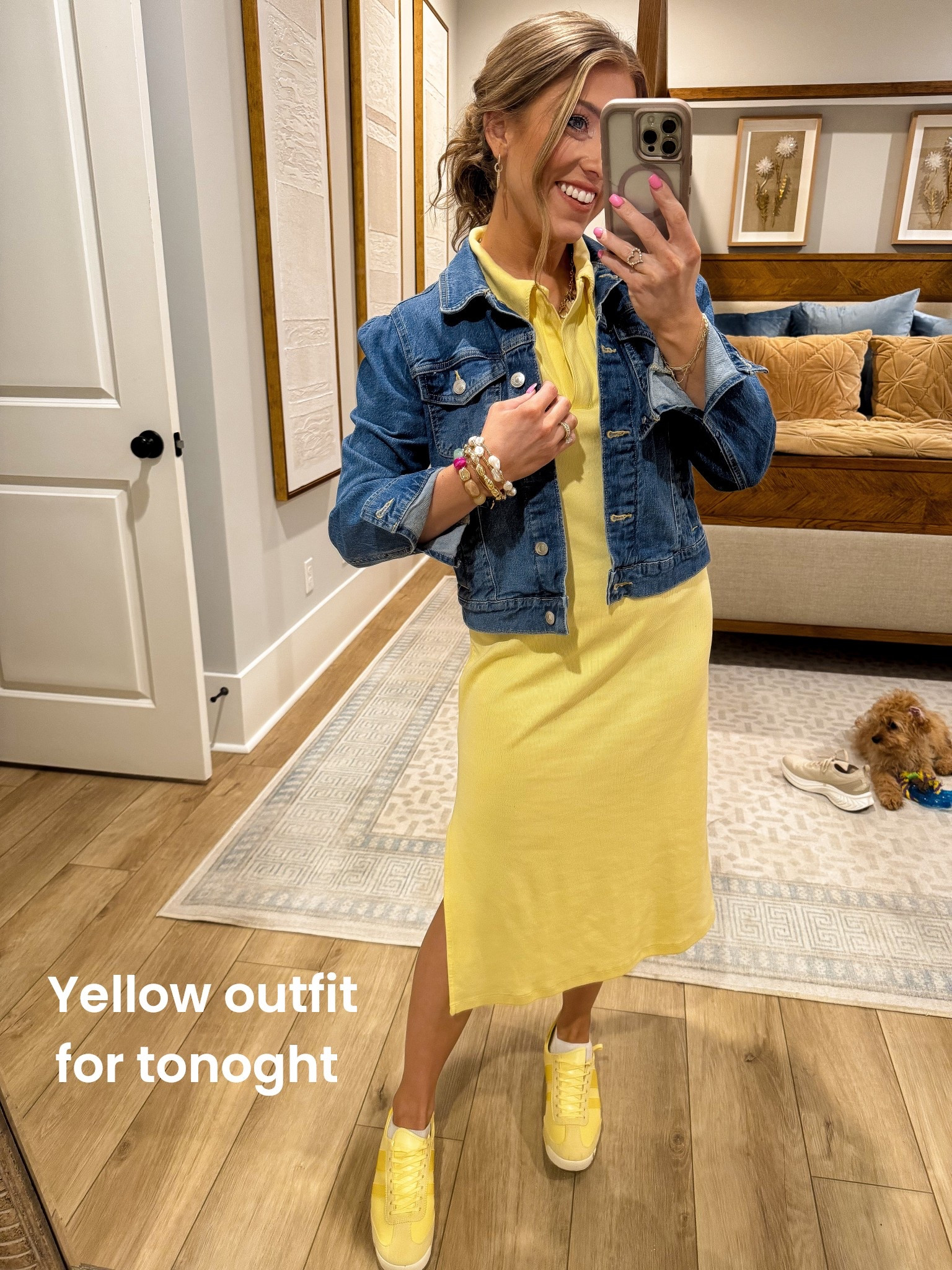 Sunshine + denim kind of night ☀️💛

Tonight’s outfit for family dinner and Dave & Buster’s is comfy, cute, and totally mom-life approved! I’m wearing this buttery yellow Old Navy polo midi dress (the BEST easy throw-on spring dress), layered with my go-to Walmart denim jacket, and finished with the cutest Walmart yellow sneakers for a fun pop of color.

This look is perfect for:
✨ casual family dinner outfits
✨ spring midi dress styling
✨ comfy outfits for moms on the go
✨ cute outfits for Dave & Buster’s
✨ affordable spring fashion finds

The polo midi dress is so flattering and easy to move in (hello arcade games 🙌), and I love how the structured denim jacket balances the sporty vibe. The yellow sneakers make it playful and tie everything together.

If you’re looking for an affordable spring outfit idea that’s comfy enough for running around but still put together — this is it 💛

#OldNavyStyle #WalmartFashion #SpringOutfitIdeas #MidiDressStyle #DenimJacketOutfit #CasualMomStyle #AffordableFashion #YellowOutfit #EverydayStyle #FamilyDinnerOutfit