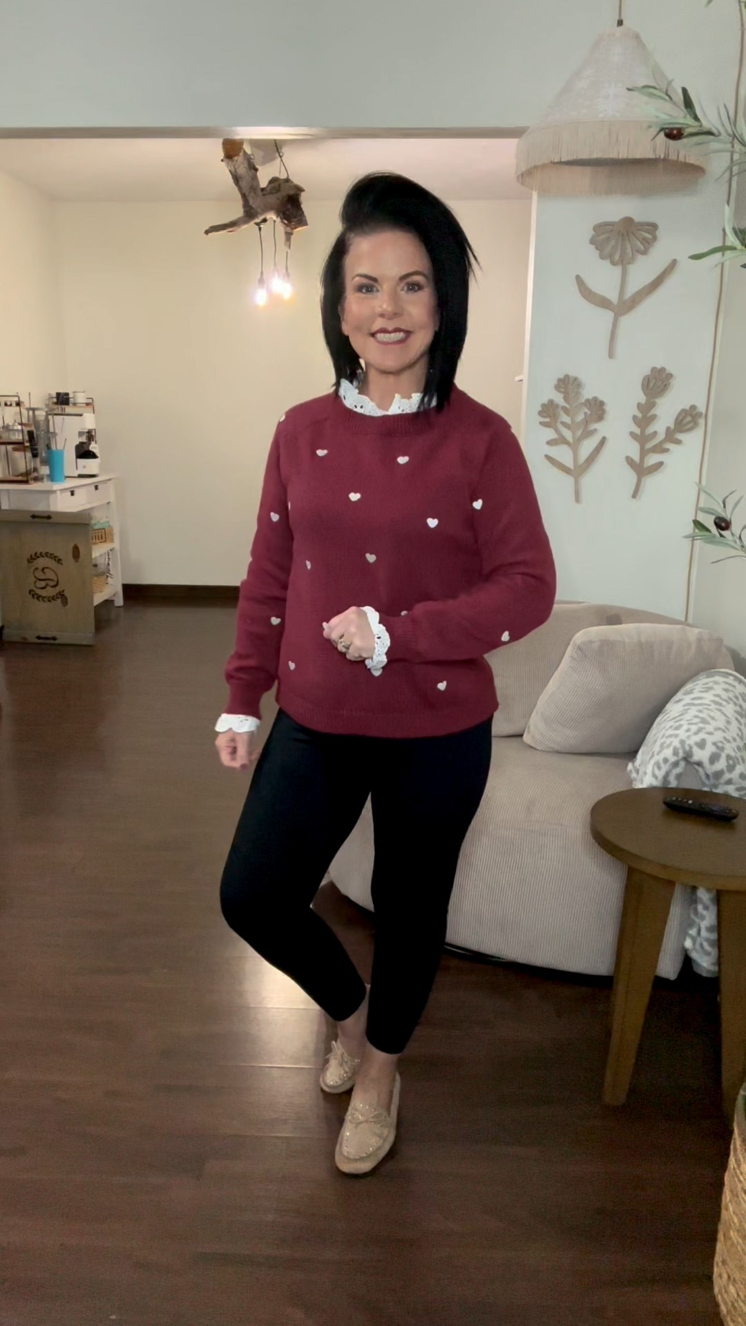 OYOANGLE Women's Long Sleeve Sweater Heart Embroidery Crewneck Lace Patchwork Pullover Sweaters Casual Knitted Tops
Size small - I say go up 1 size to have a little more room

Colorfulkoala Buttery Soft Leggings for Women - High Waist 7/8 Length Workout Gym Yoga Pants
Size small TTS

Time and Tru Women's Studded Faux Suede Moccasin Loafers

#LTKOver40 #LTKFindsUnder50 #LTKootd