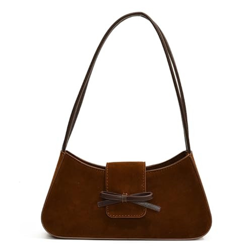 YFGBCX Suede Handbag for Women Suede Hobo Bag Y2k Shoulder Bag for Women Brown Bow Purse | Amazon (US)