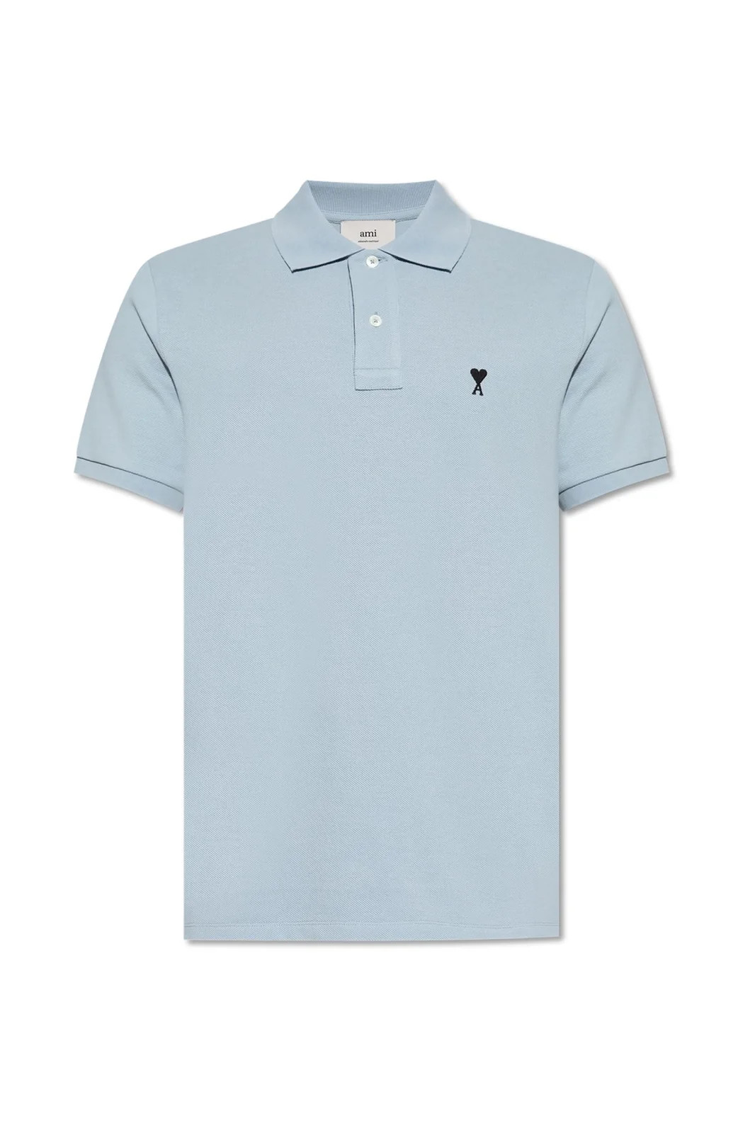 AMI Paris Logo Embroidered Short Sleeved Polo Shirt | Cettire Global