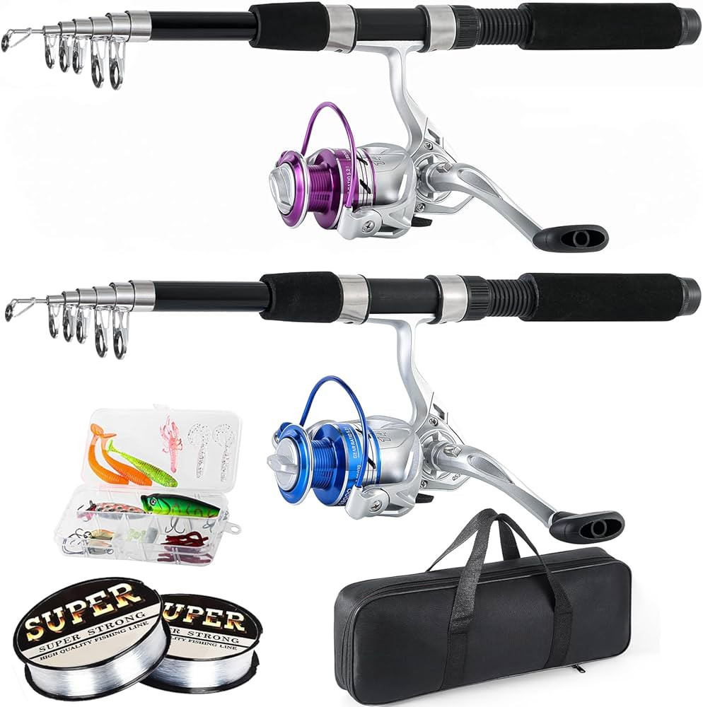 Fishing Pole Combo, 6.9ft 2Pcs Telescopic Rods Set, Collapsible Carbon Fiber Fishing Rods, 2PCS S... | Amazon (US)