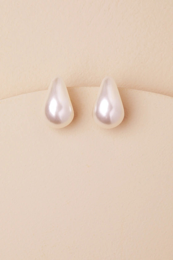 Dali White Teardrop Hoop Earrings | Lulus
