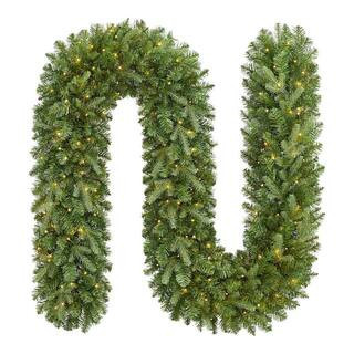 9 ft. Grand Duchess Twinkling Balsam Fir LED Pre-Lit Artificial Christmas Garland G1 | The Home Depot