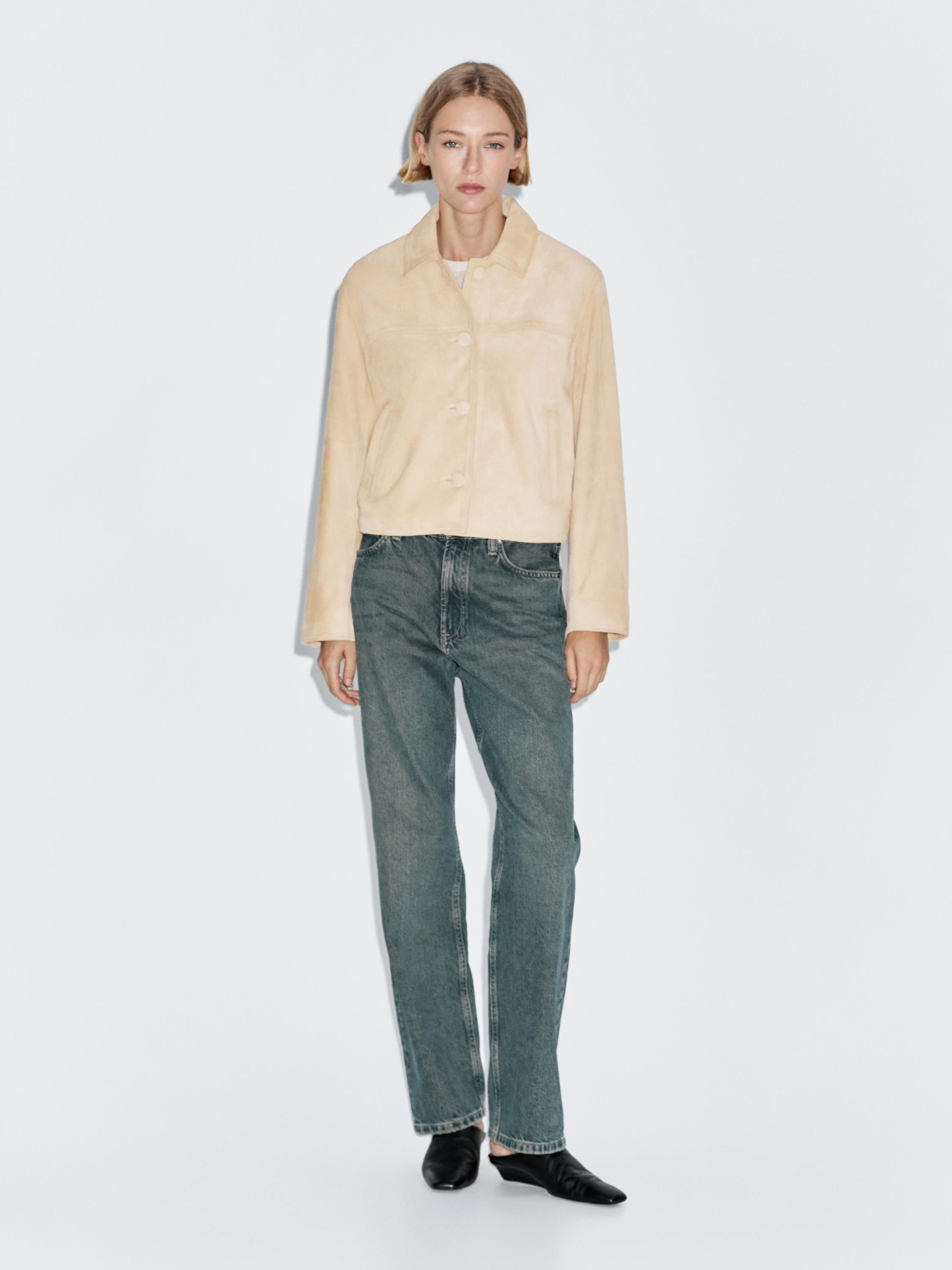 Short suede leather jacket | Massimo Dutti UK