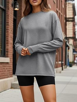 Trendy Queen Womens Oversized Long Sleeve T Shirts 2025 Basic Crewneck Tee Fall Tops Casual Worko... | Amazon (US)