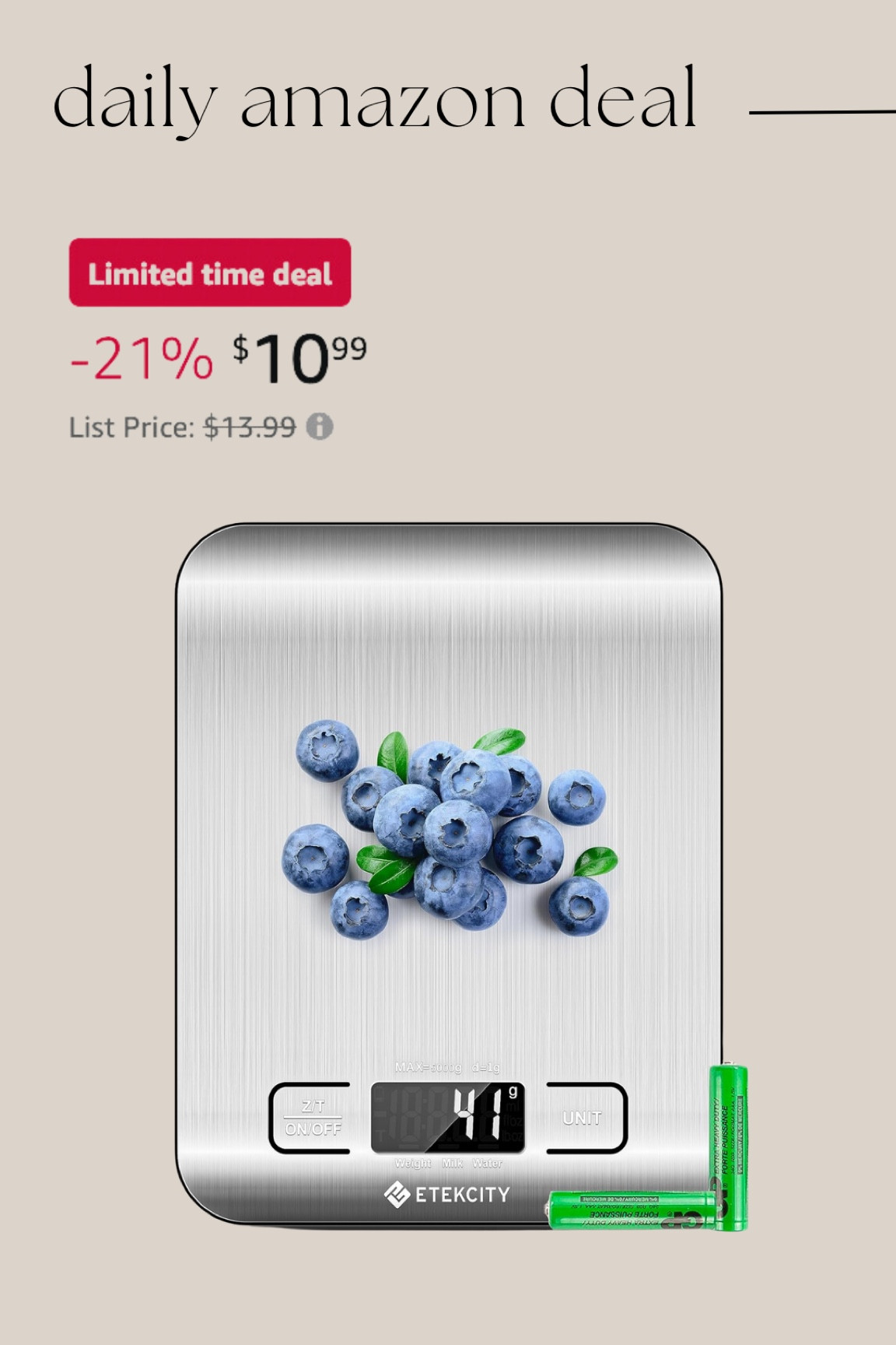 Daily Amazon deal: electric food scale 

#LTKFindsUnder100 #LTKFitness #LTKSaleAlert