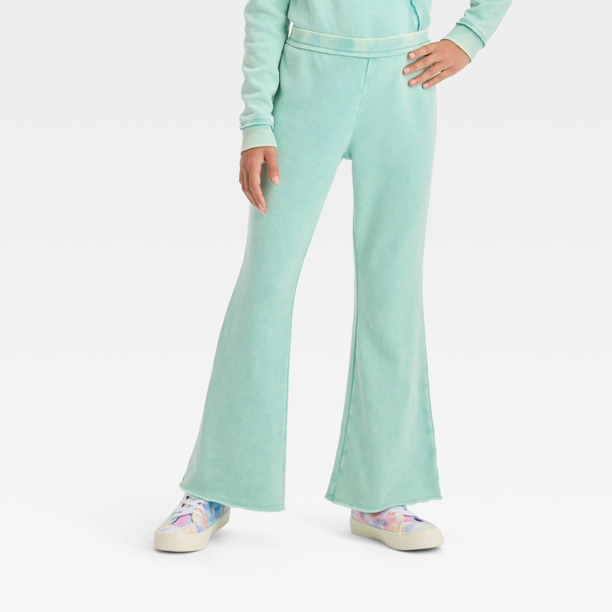 Girls' Washed Fleece Flare Pull-On Pants - art class™ | Target