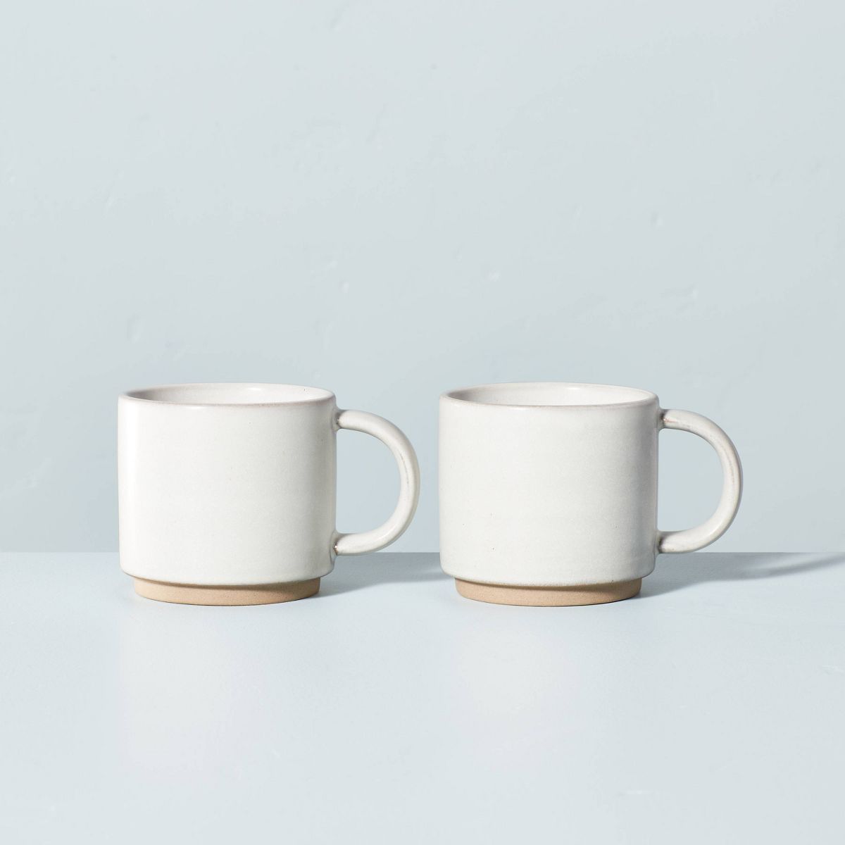 2pk Modern Rim Stoneware Mug Set Cream/Clay - Hearth & Hand™ with Magnolia | Target