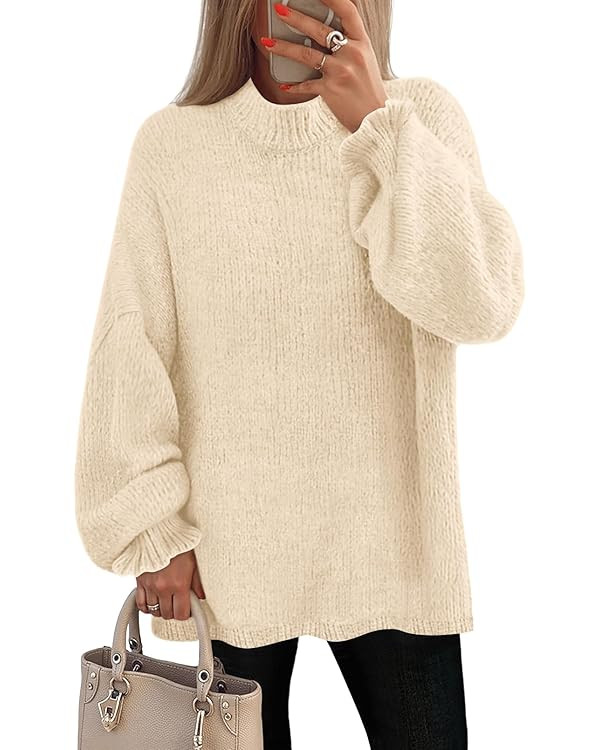 ZESICA Women's Turtleneck Sweaters Dressy Casual Oversized Long Sleeve Knitted Chunky Pullover Sw... | Amazon (US)
