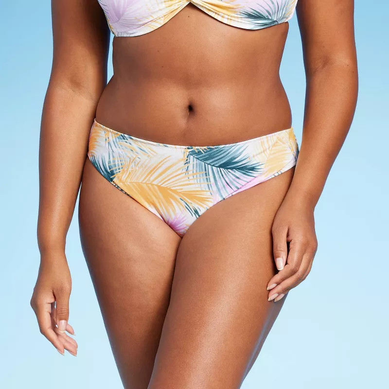 Women's Mid-Rise Hipster Bikini Bottom - Shade & Shore™ Palm Print | Target