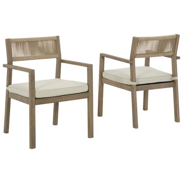 Eucalyptus Patio Dining Armchair with Cushion | Wayfair North America