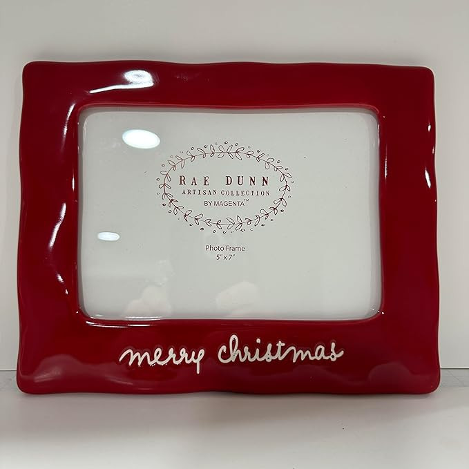 Rae Dunn MERRY CHRISTMAS Photo Picture Frame RED 5x7 inches - Ceramic - Christmas | Amazon (US)