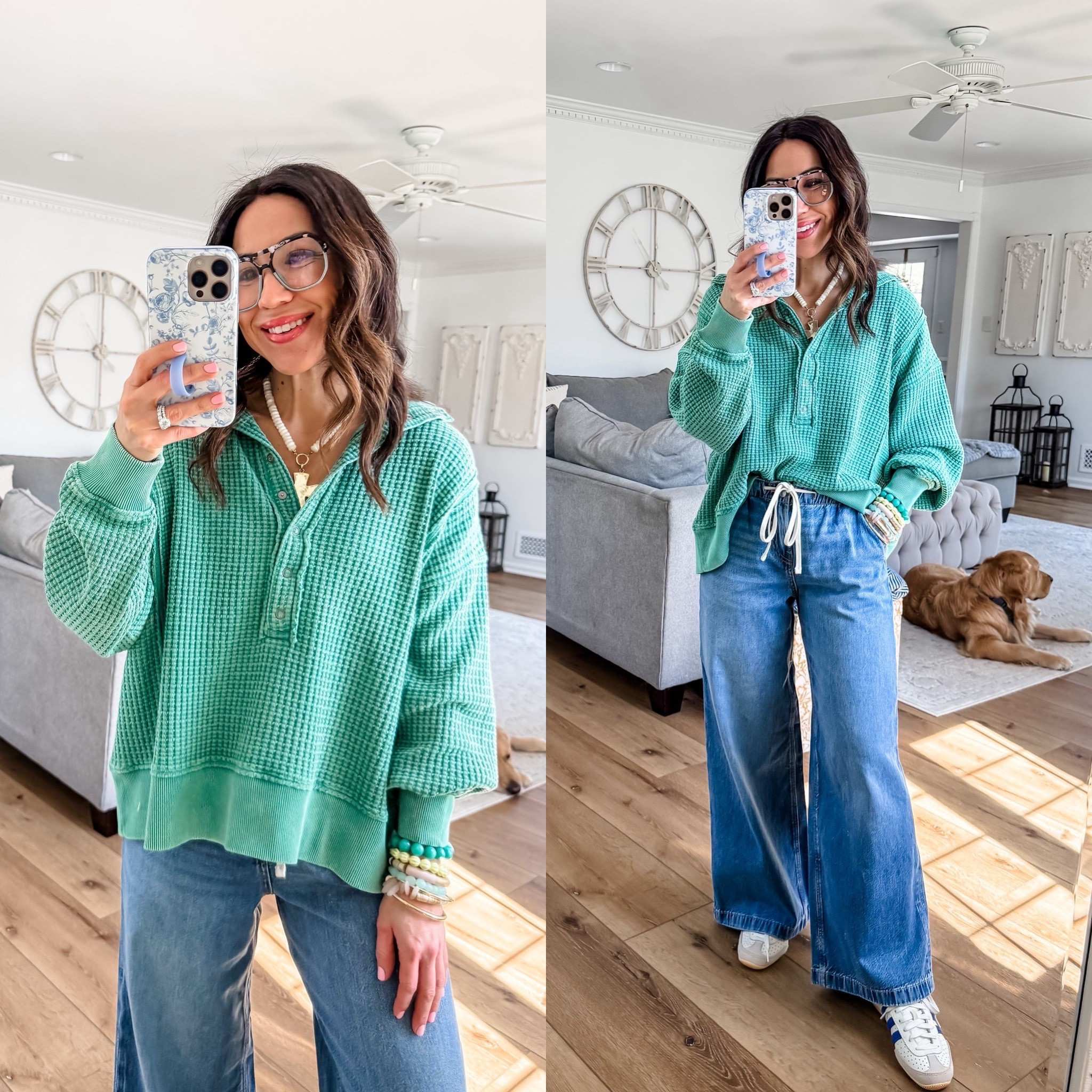 American Eagle code EXTRASPRING. Jewelry code: HOUSEOFLEO20. Glasses code TAMMY10AM. Small sweatshirt. Wide leg jeans XS short. Sneakers size down. Drawstring jeans. Baggy jeans.

#LTKSaleAlert #LTKOver40 #LTKPetite