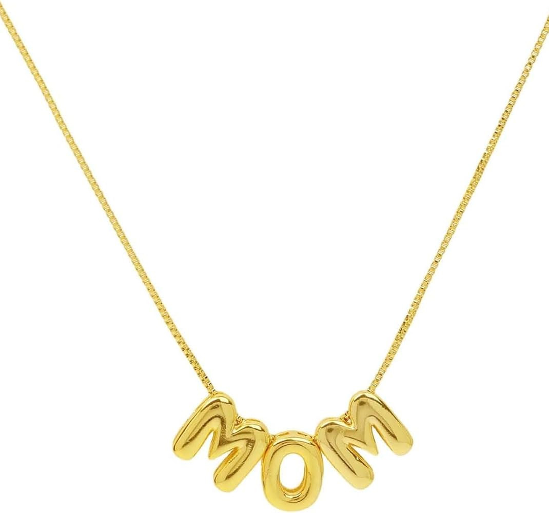 Mama Necklace New Gold Bubble 3D Letter Necklaces for Mommy Woman,Mother’s Day Gift Jewelry Alp... | Amazon (US)