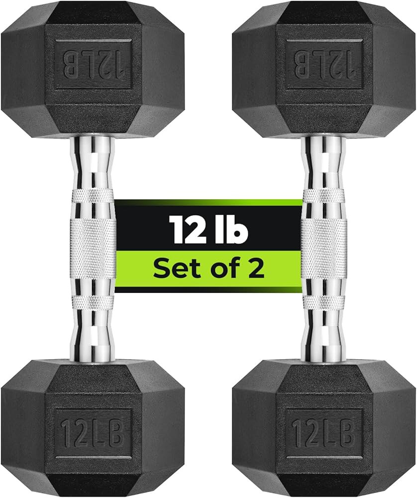 Hex Dumbbell Set, 3-100 lb Rubber Encased Exercise & Fitness Dumbbells, Weights Dumbbells Set of ... | Amazon (US)