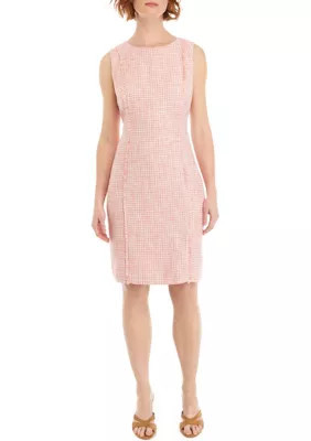 THE LIMITED Women's Tweed Dress with Fringe Seams, Peach, Medium | Belk