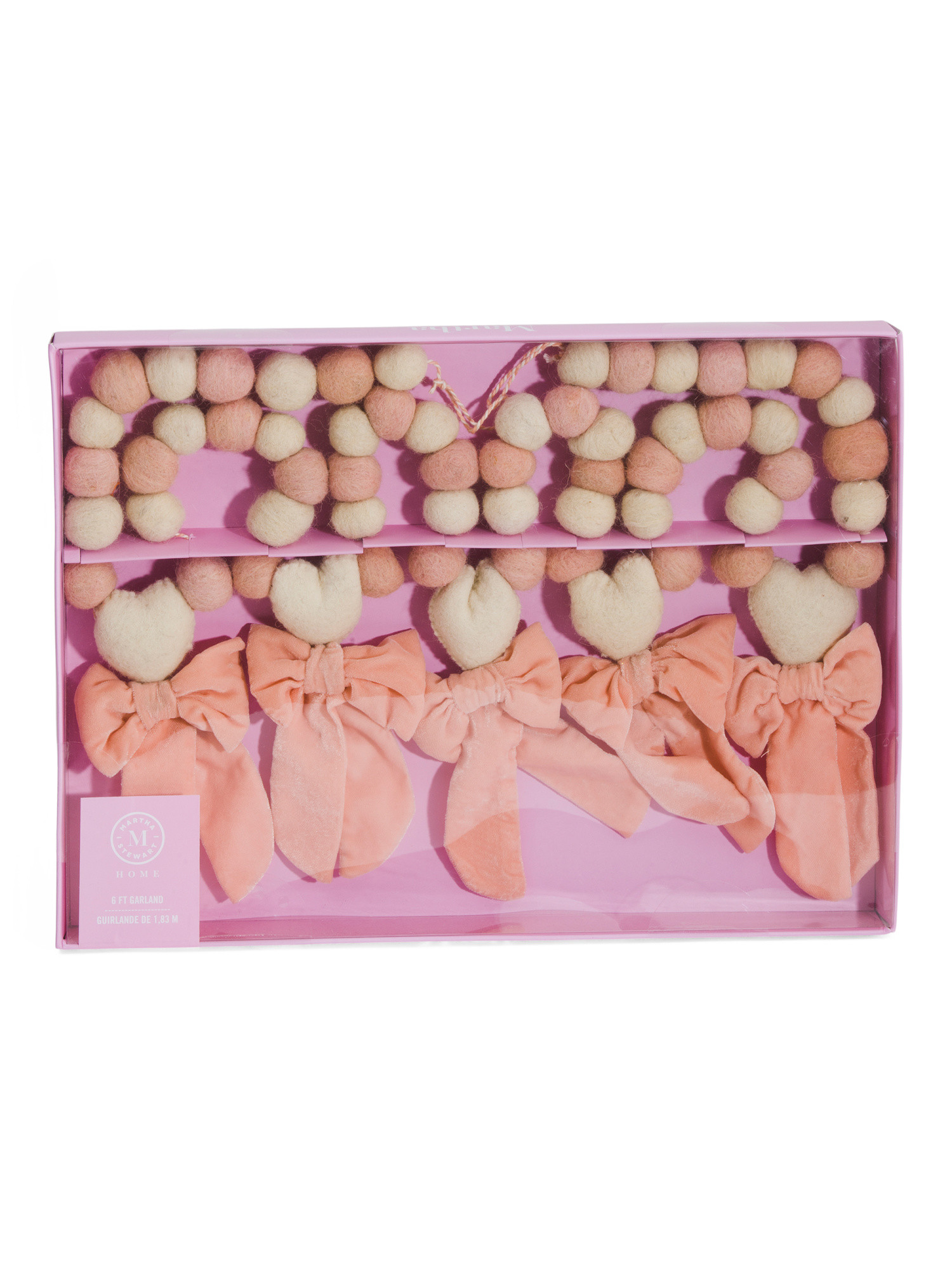 6ft Boiled Wool Garland With Bows | TJ Maxx