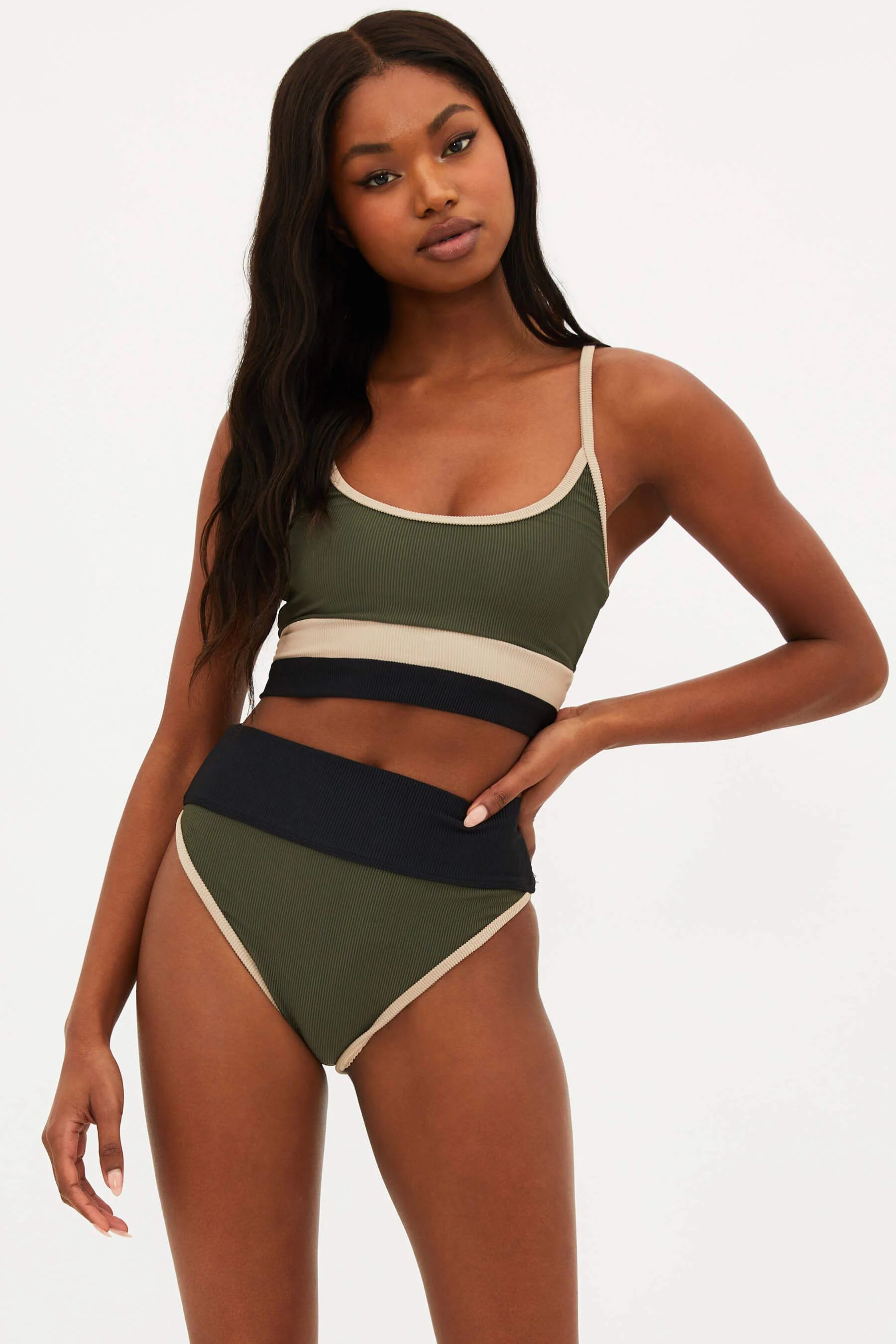 Eva Top Military Olive Colorblock | Beach Riot