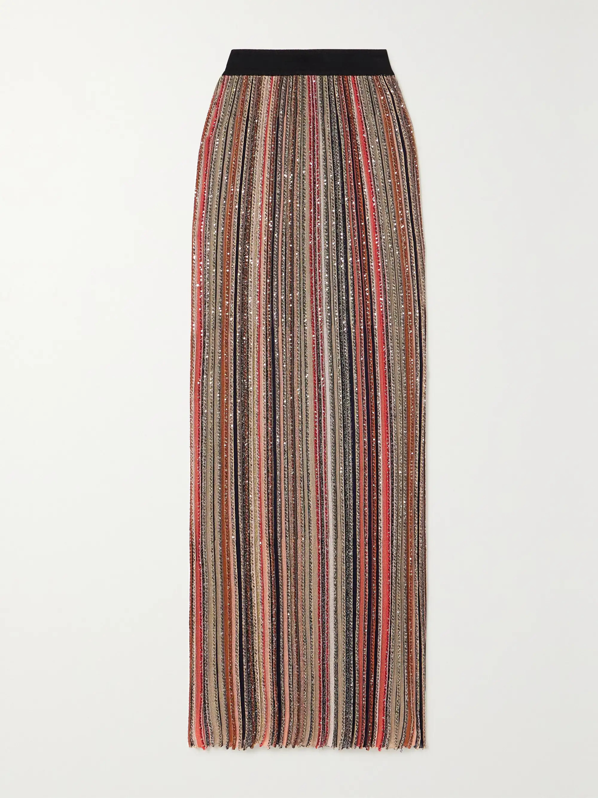 Sequin-embellished striped crochet-knit maxi skirt | NET-A-PORTER (UK & EU)