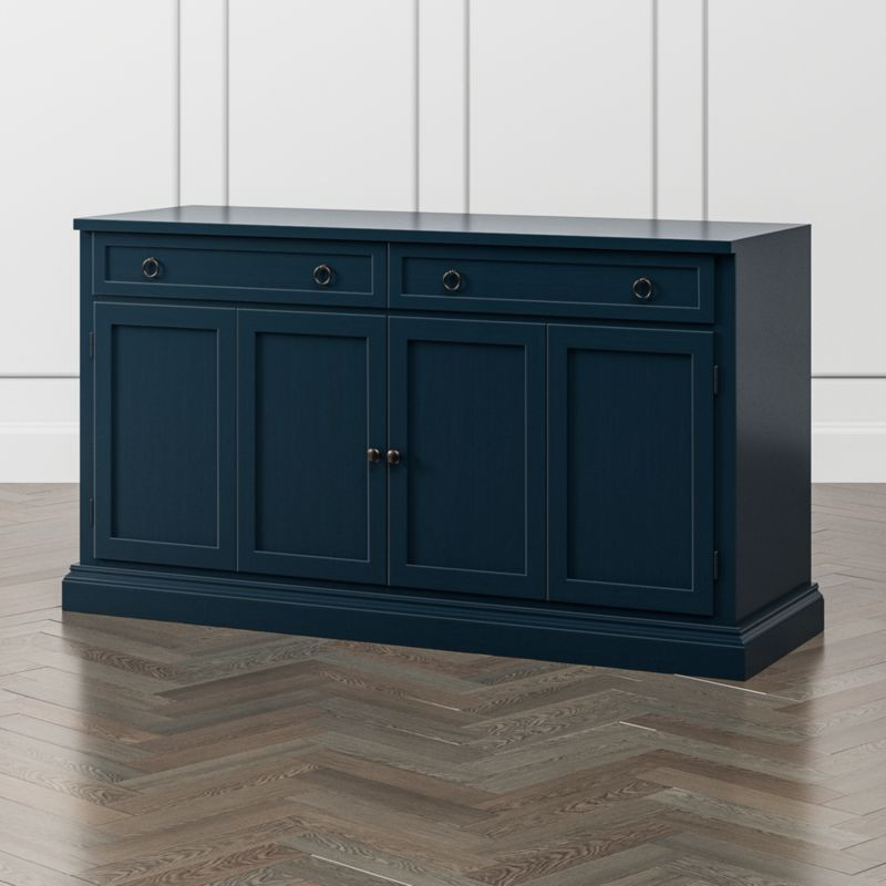 Cameo 62" Indigo Modular Media Console/TV Stand with Storage + Reviews | Crate & Barrel | Crate & Barrel