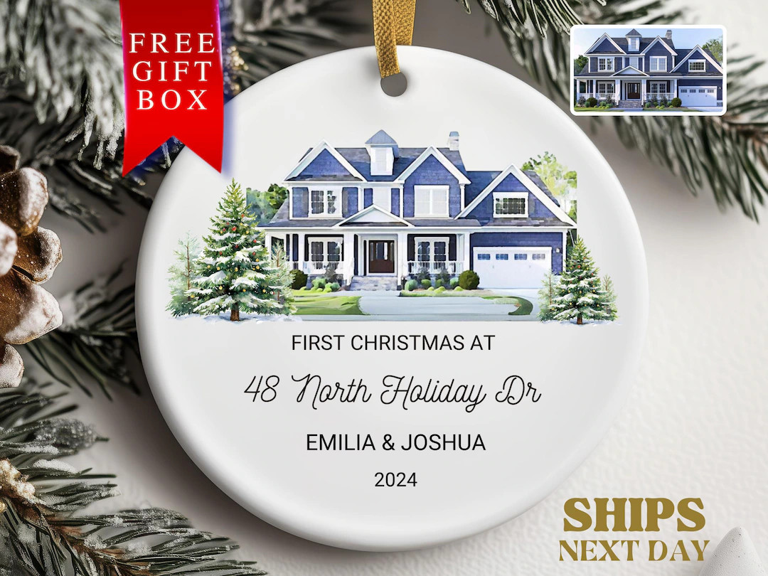 New Home Ornament Watercolor Photo Ornament New Home Christmas Ornament Gift New House Ornament C... | Etsy (US)