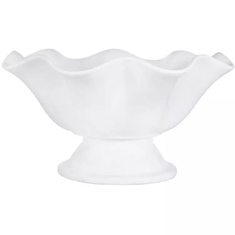 White Footed Ruffle Serving Bowl | Kirkland's Home
