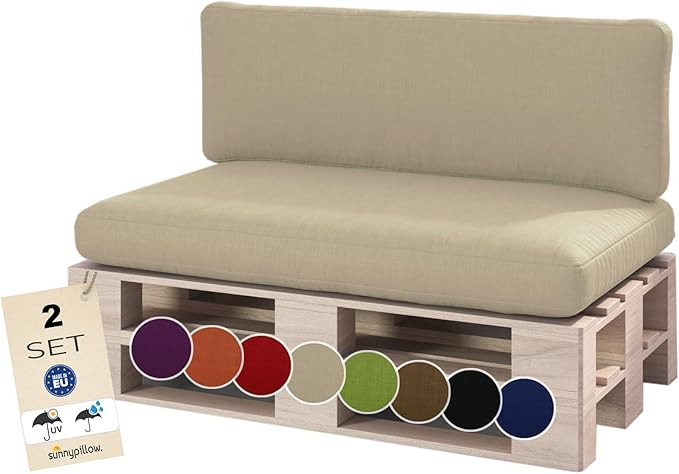 sunnypillow Palettenkissen Outdoor, wasserdicht, UV-lichtecht - 2er Set - Palettenauflage für Pa... | Amazon (DE)