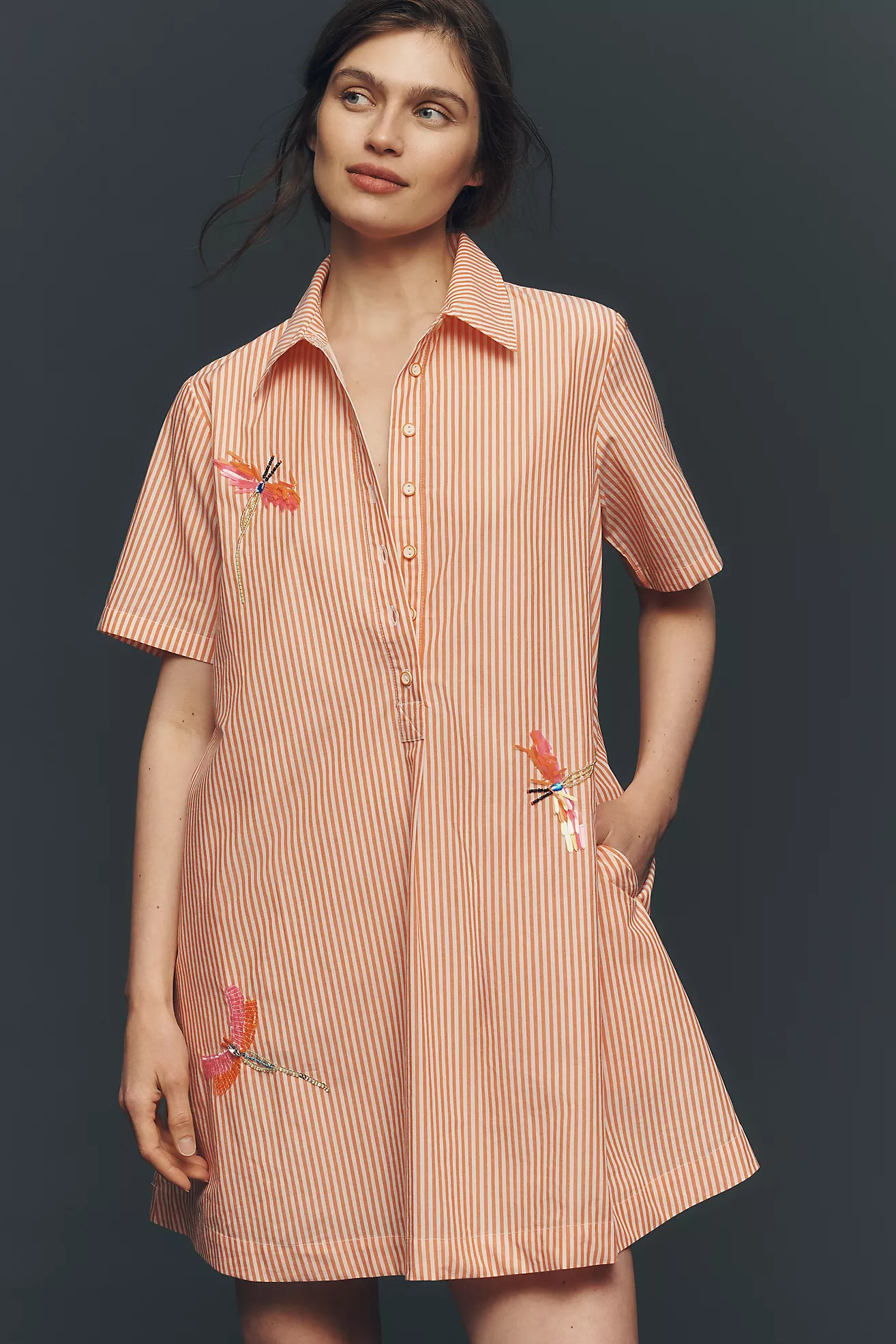 The Pollie Short-Sleeve Swing Tunic Mini Dress: Embroidered Edition | Anthropologie (US)