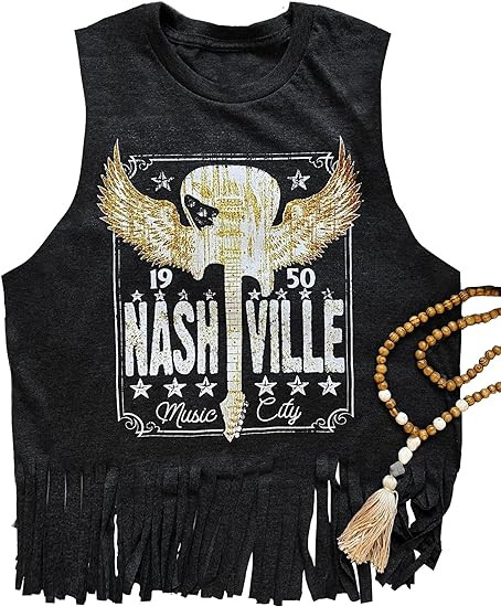 iliheyov Nashville Tank Top for Women Country Music Festival Graphic Print Sleeveless Nash Music ... | Amazon (US)
