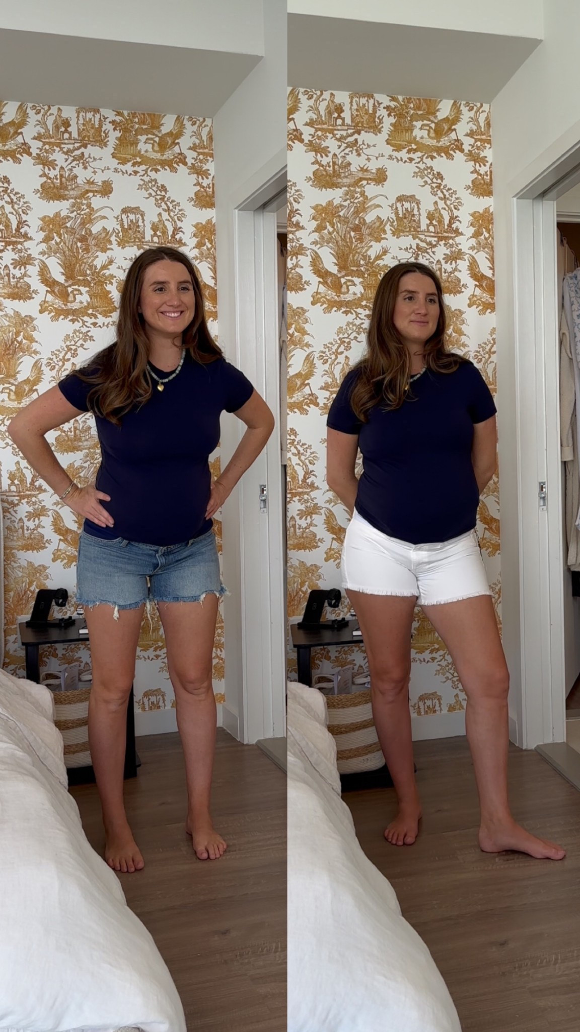 Maternity Jean shorts - found them available on Amazon, Bloomingdale’s, and Shopbop! 

I suggest sizing up  1-2 sizes from your pre-pregnancy size! Currently wearing these at 34 weeks pregnant.

#LTKBump #LTKBaby #LTKSpringSale