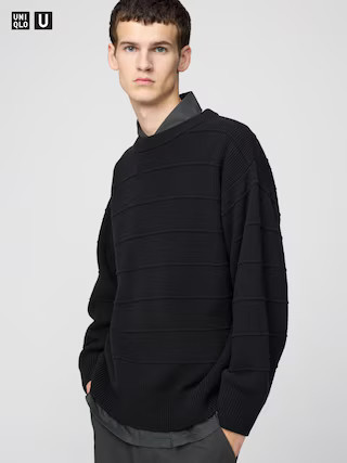 Men's Lambswool Sweater Black Large UNIQLO US | UNIQLO (US)