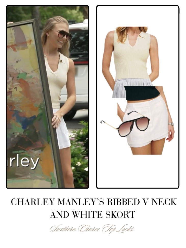 Charley Manley’s Ribbed V Neck Top and White Skort 