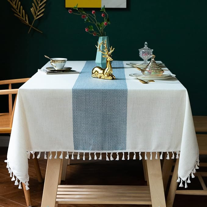 JIALE Tablecloths for Rectangle Tables,Cotton Linen Table Cloth Waterproof Tablecloth Wrinkle Fre... | Amazon (US)
