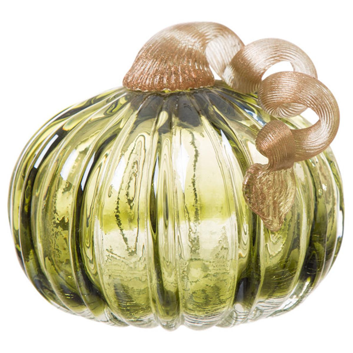 Glitzhome Green Crackle Glass Short Pumpkin | HSN