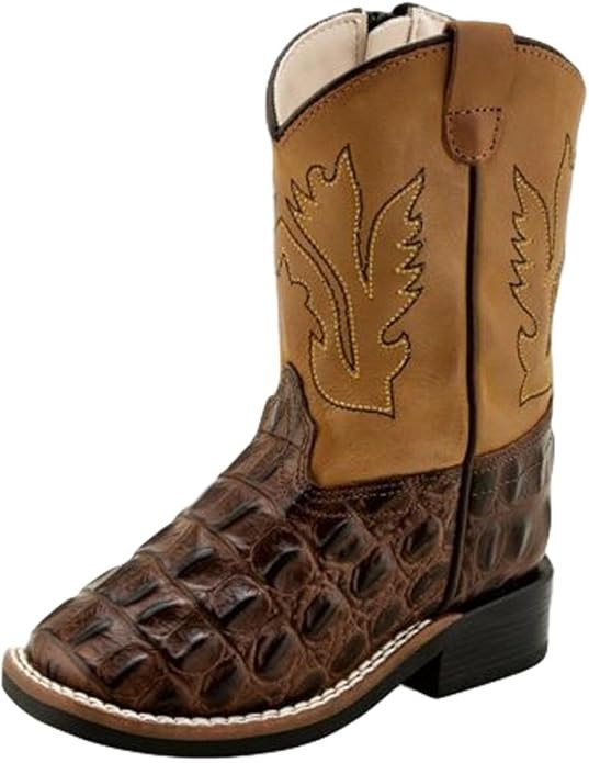 Old West Boys Toddler Brown Horn Back Gator Tan Canyon Cowboy Boots | Amazon (US)