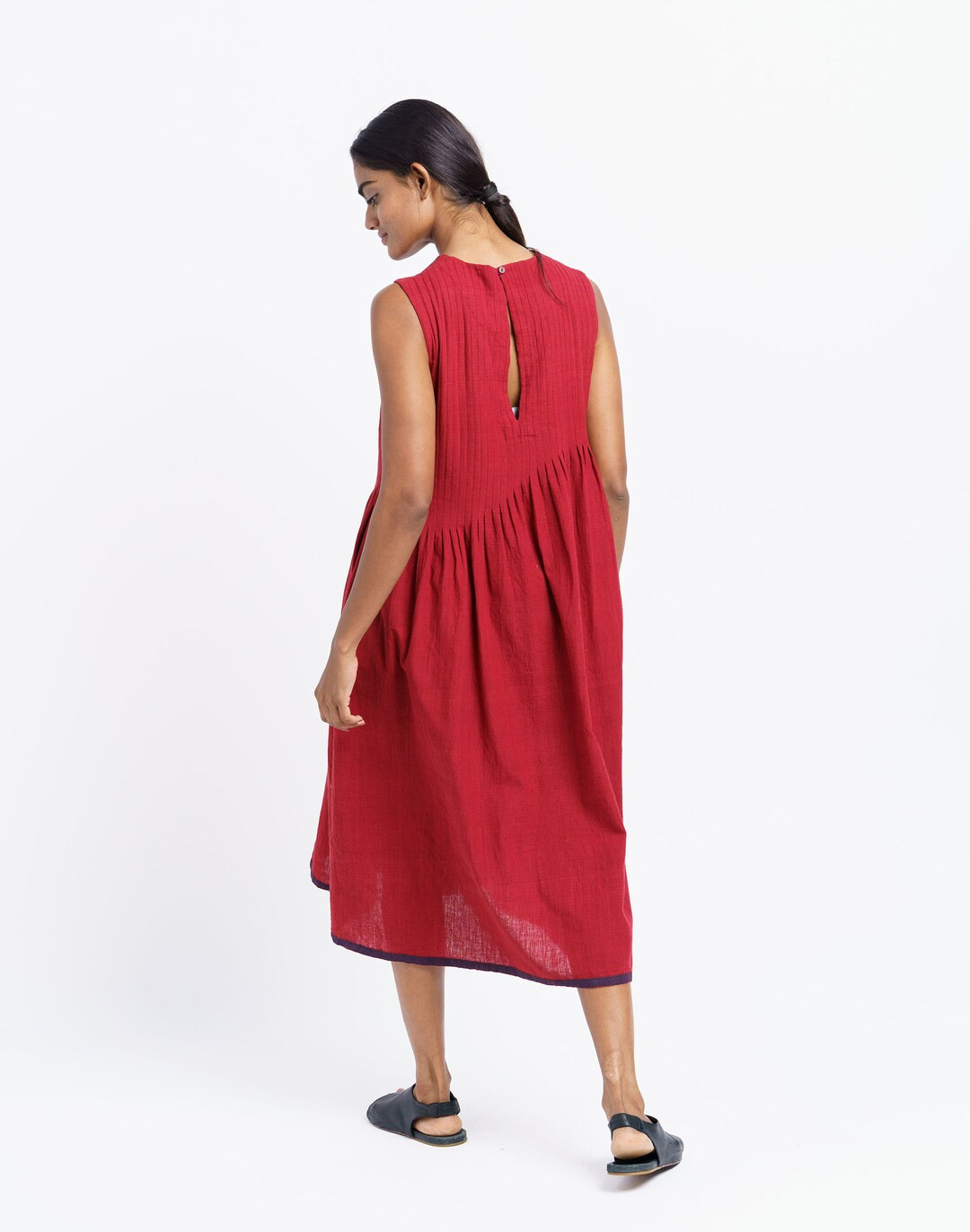 World of Crow Red Pleated Midi Dress | Madewell