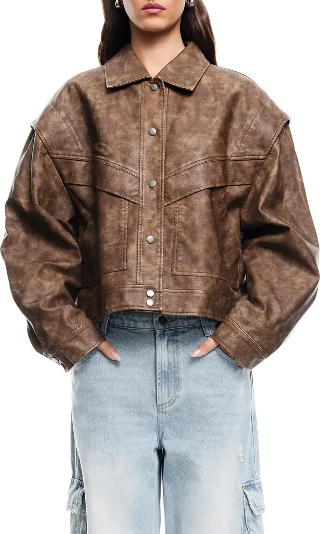 Hailey Oversize Faux Leather Bomber Jacket | Nordstrom