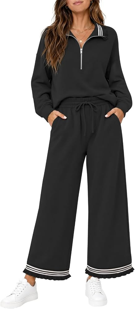 Womens 2 Piece Outfits Sweatsuit Lounge Sets Ruffle Tracksuits | Amazon (US)