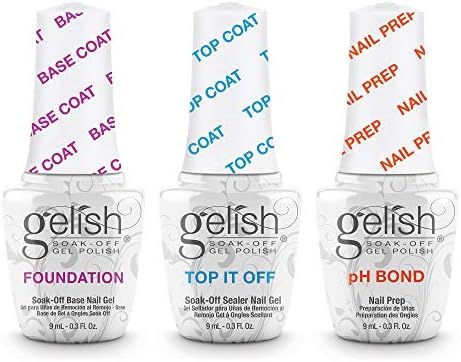 Gelish Terrific Trio Essentials 15 mL Basix Care Soak Off Manicure Gel Nail Polish Kit with Found... | Amazon (US)