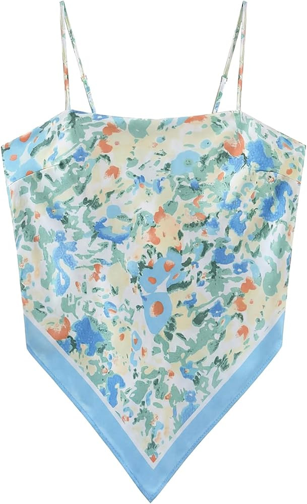 Women's Paisley Satin Bandana Tube Top Tie Back Adjustable Spaghetti Strap Sleeveless Boho Going ... | Amazon (US)