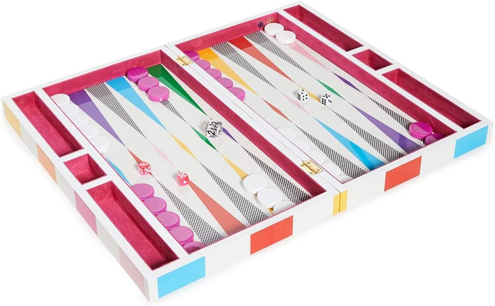 Jonathan Adler Women's Rainbow Checkerboard Backgammon Set | Amazon (US)