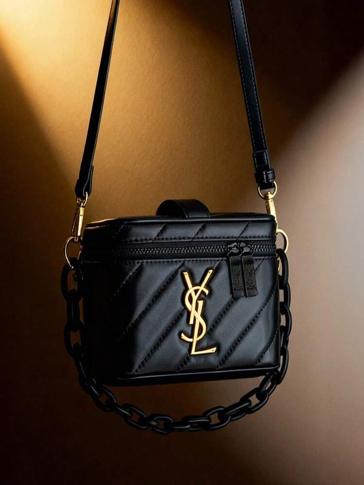 Yves Saint Laurent YSL Damen Tasche Schwarze Quadratische Schultertasche, Weihnachtsgeschenk Für Damen Mit Goldenem Logo Für Den Täglichen Lässig Gebrauch | SHEIN