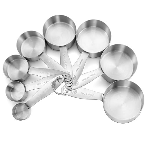 Stainless Steel Measuring Cups, 8 Piece Heavy Duty 18/8 Steel Measuring Cups Set | Amazon (US)